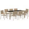 vidaXL Ensemble de salle &agrave; manger pour jardin 9 pc Beige polyrotin