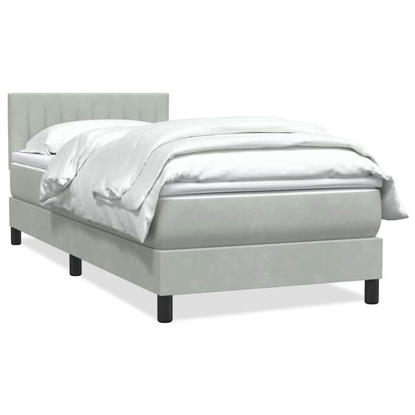vidaXL Sommier &agrave; lattes de lit et matelas gris clair 80x220 cm velours