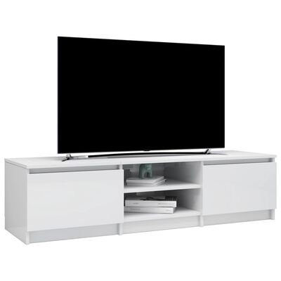 vidaXL Meuble TV Blanc brillant 140x40x35,5 cm Aggloméré