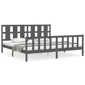 vidaXL Cadre de lit sans matelas gris 200x200 cm bois massif de pin