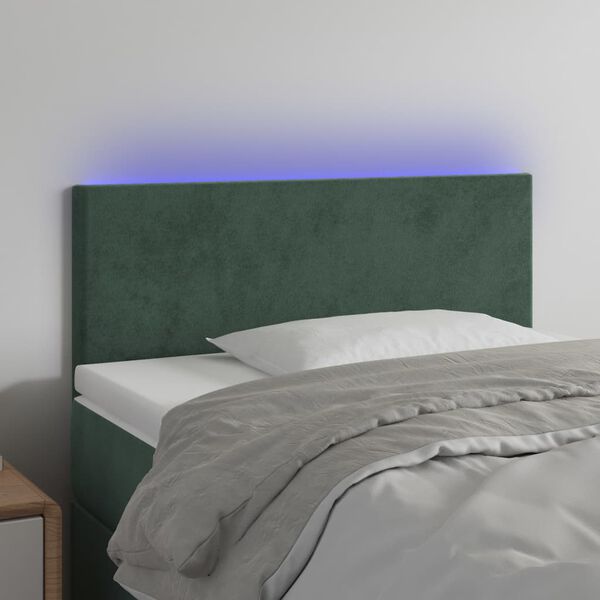 vidaXL T&ecirc;te de lit &agrave; LED Vert fonc&eacute; 80x5x78/88 cm Velours