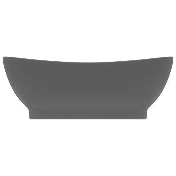 vidaXL Lavabo ovale à trop-plein Gris foncé mat 58,5x39 cm Céramique