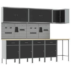vidaXL Ensemble de placards de travail 12 pi&egrave;ces Noir et gris