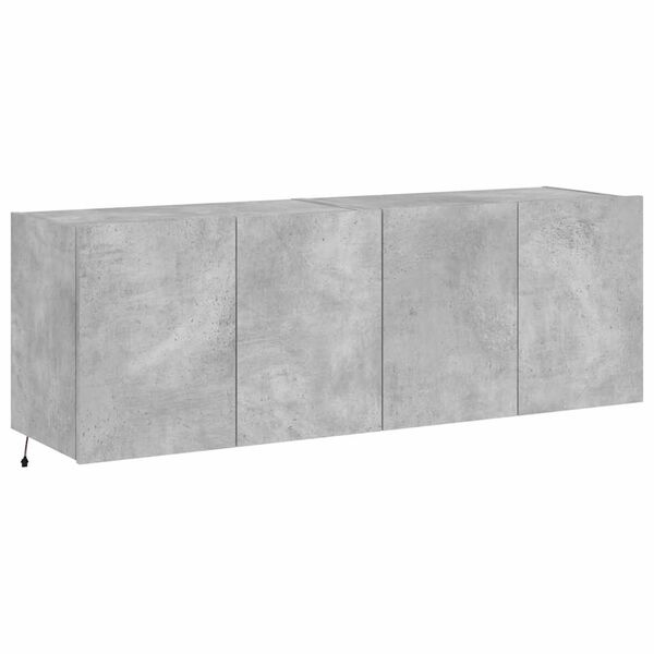 vidaXL Meubles TV muraux et lumières LED 2pcs gris béton 60x35x41 cm