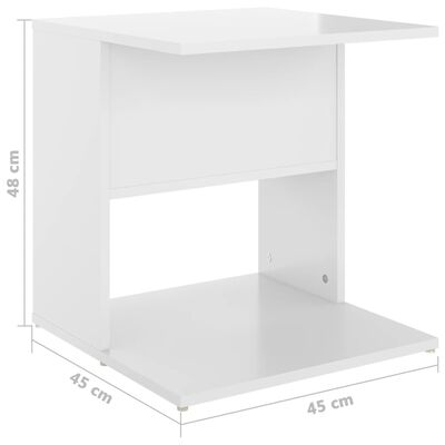 vidaXL Table d'appoint Blanc brillant 45x45x48 cm Aggloméré
