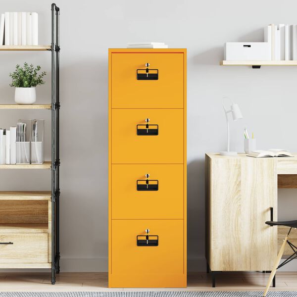 vidaXL Cabinet de Dossier Jaune moutarde 44 x 50 x 106.5 cm