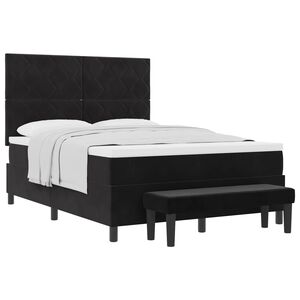 vidaXL Lit &agrave; ressorts avec matelas Noir 140 x 190 cm Velours