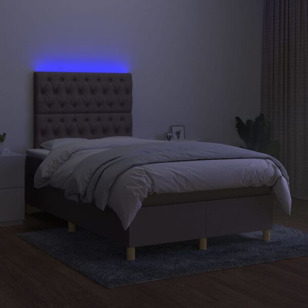 vidaXL Sommier &agrave; lattes de lit et matelas et LED Taupe 120x200 cm