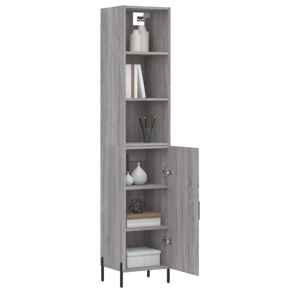 vidaXL Buffet haut Sonoma gris 34,5x34x180 cm Bois d'ing&eacute;nierie
