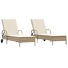 vidaXL Chaises longues avec coussins lot de 2 beige r&eacute;sine tress&eacute;e