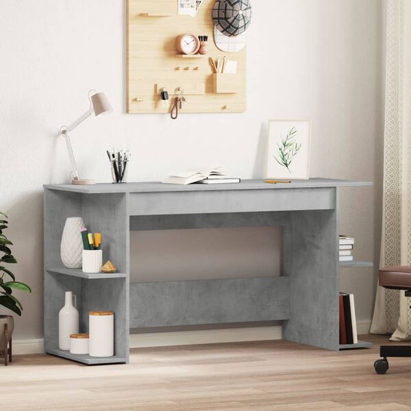 vidaXL Bureau gris b&eacute;ton 140x50x75 cm bois d'ing&eacute;nierie