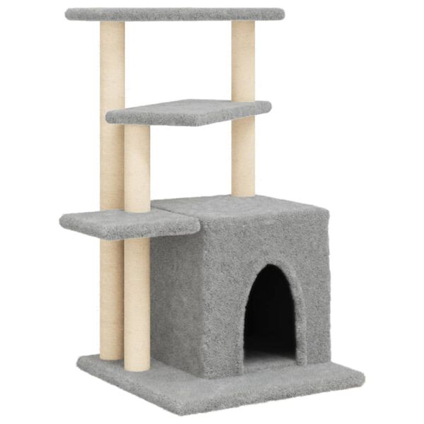 vidaXL Arbre &agrave; chat avec griffoirs en sisal gris clair 83,5 cm