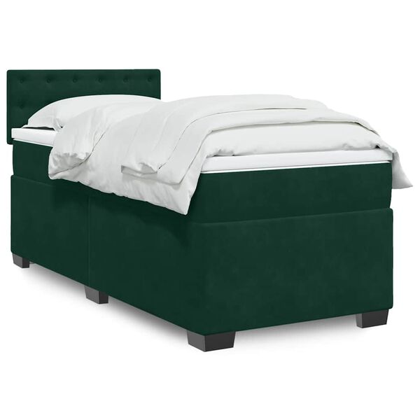 vidaXL Sommier &agrave; lattes de lit et matelas Vert fonc&eacute; 80x200 cm Velours