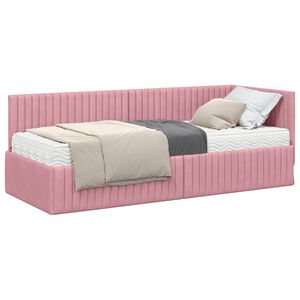 vidaXL Cadre de lit d'angle avec matelas 2 pi&egrave;ces Rose 80 x 200 cm