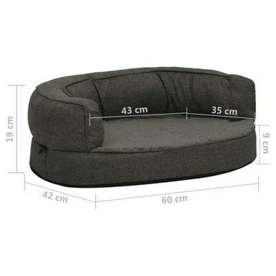 vidaXL Matelas de lit ergonomique de chien 60x42 cm Polaire aspect lin