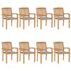 vidaXL Chaises de jardin empilables avec coussins lot de 8 Teck solide