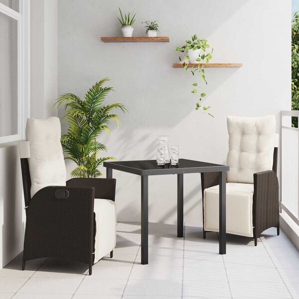 vidaXL Ensemble de salle &agrave; manger pour jardin 3 pcs Marron polyrotin