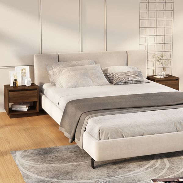 vidaXL Tables de chevet 2pcs Ch&ecirc;ne marron 45x34x44cm bois d'ing&eacute;nierie