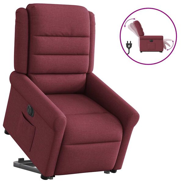 vidaXL Fauteuil inclinable &eacute;lectrique rouge bordeaux tissu