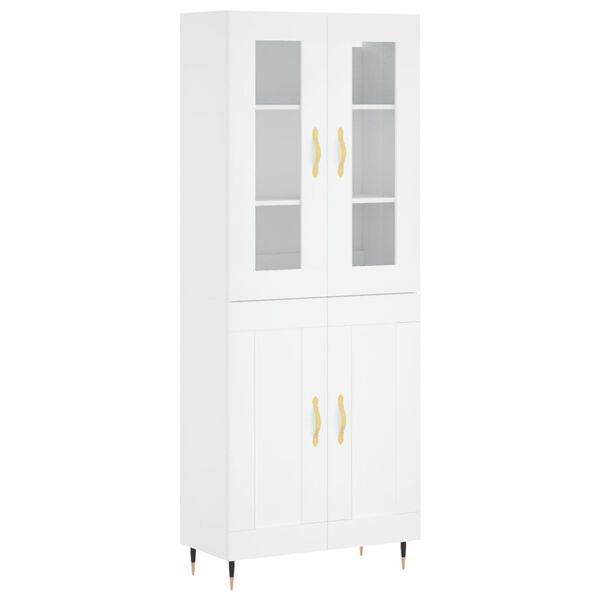 vidaXL Buffet haut Blanc 69,5x34x180 cm Bois d'ing&eacute;nierie