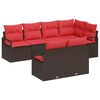 vidaXL Ensemble de canap&eacute; de jardin 7 pc Marron et rouge polyrotin