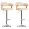 vidaXL Tabourets de bar lot de 2 cr&egrave;me bois courb&eacute; et similicuir