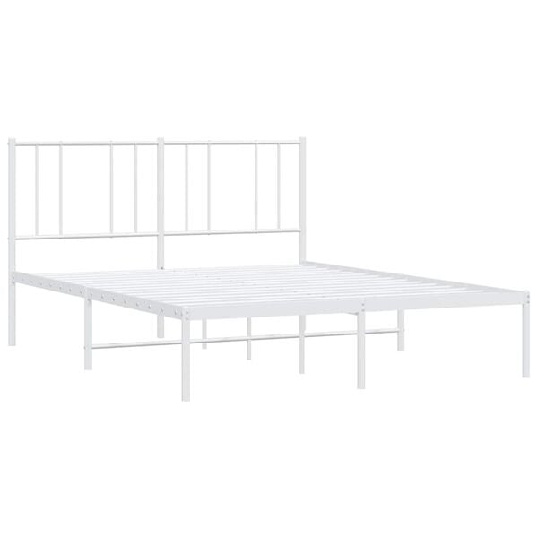 vidaXL Cadre de lit m&eacute;tal sans matelas et t&ecirc;te de lit blanc 135x190 cm