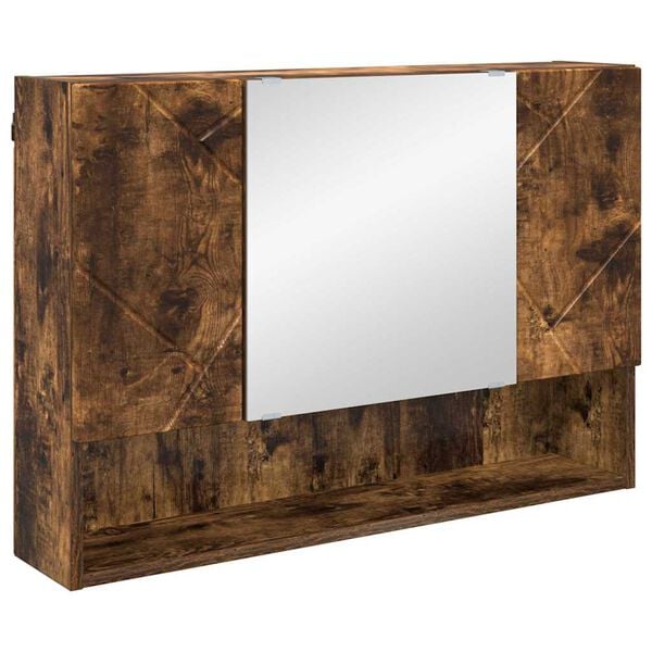 vidaXL Armoire Miroir Ch&ecirc;ne fum&eacute; 80 x 17 x 55 cm Bois d'ing&eacute;nierie