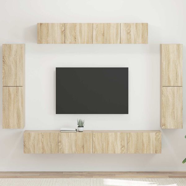 vidaXL Meuble TV 8 pcs Ch&ecirc;ne Sonoma