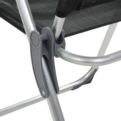 vidaXL Chaise pliante de camping 2 pcs Noir Aluminium