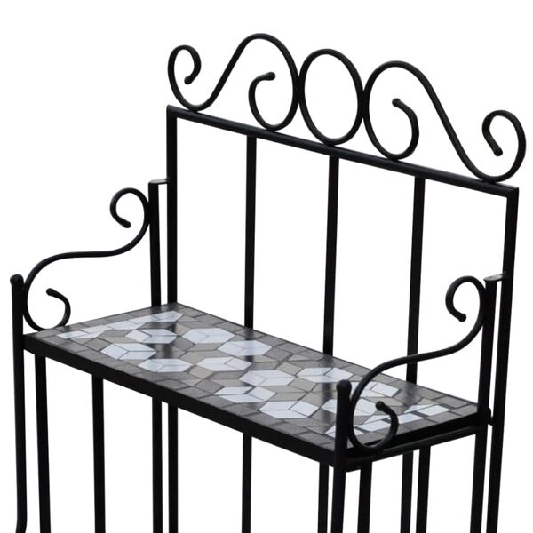 vidaXL Support pour plantes Mosaïque noir et blanc