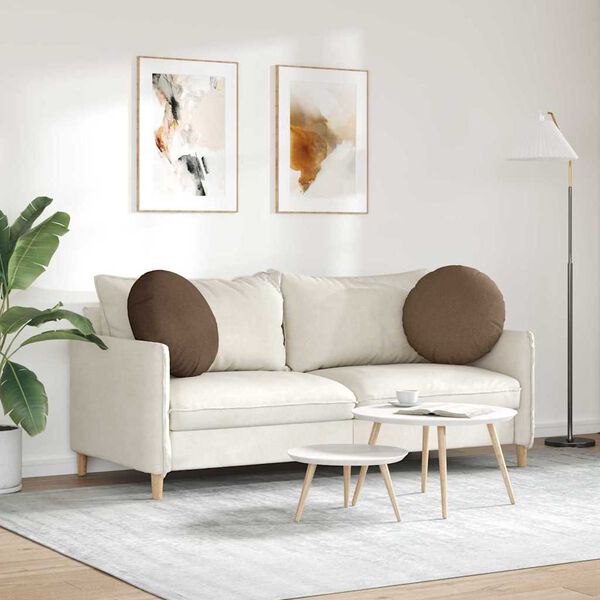 vidaXL Coussins de si&egrave;ge 2 pcs Marron &Oslash;50 x 19 cm tissu