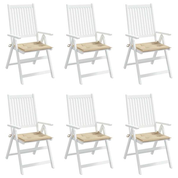 vidaXL Coussins de chaise jardin lot de 6 beige 40x40x4cm tissu oxford