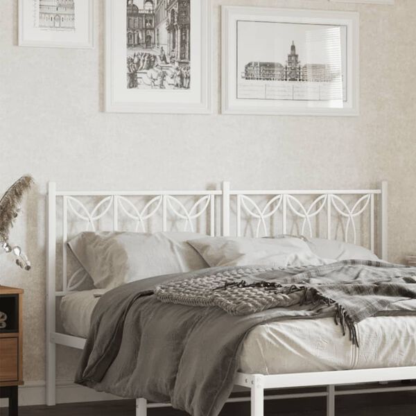 vidaXL T&ecirc;te de lit m&eacute;tal blanc 150 cm