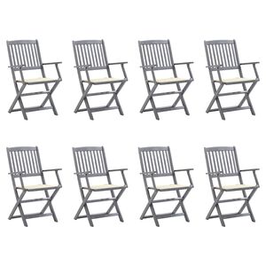 vidaXL Chaises pliables d'ext&eacute;rieur lot de 8 et coussins Bois d'acacia