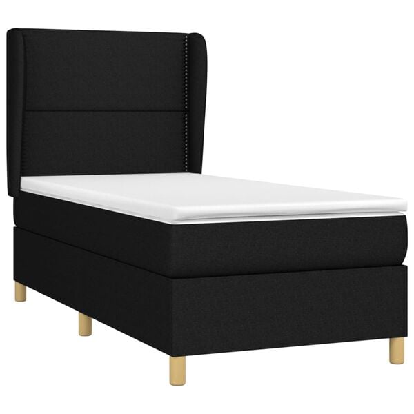 vidaXL Sommier &agrave; lattes de lit avec matelas Noir 100x200 cm Tissu