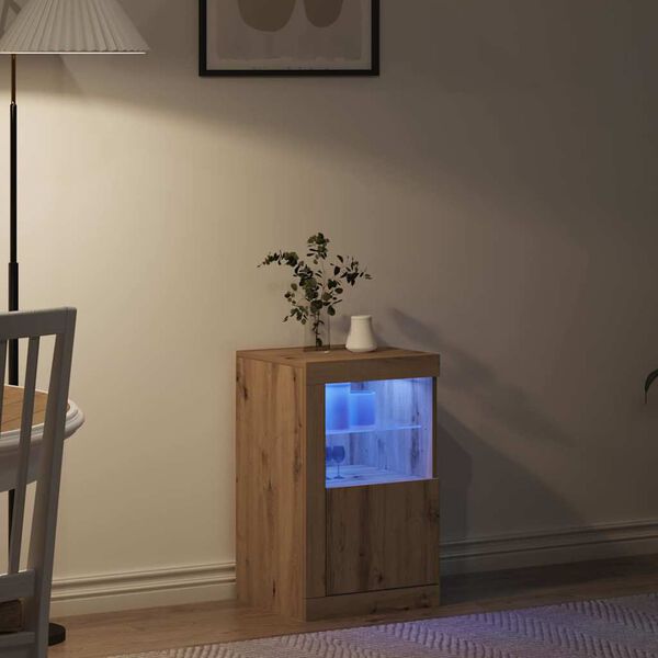 vidaXL Buffet LED Ch&ecirc;ne artisanal 41 x 37 x 67 cm Bois d'ing&eacute;nierie