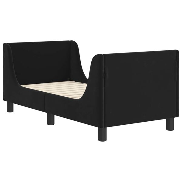 vidaXL Cadre de lit pour tout-petit avec tête de lit Noir 70 x 140 cm