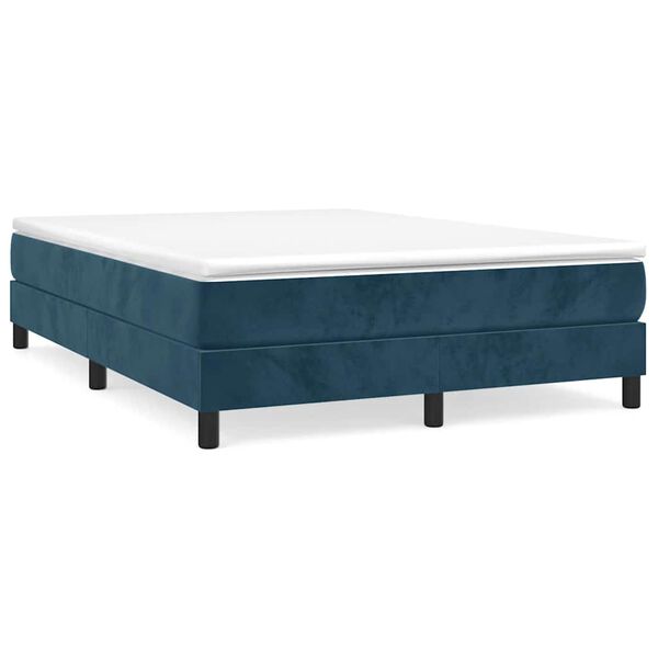 vidaXL Sommier &agrave; lattes de lit et matelas Bleu fonc&eacute; 140x190cm Velours