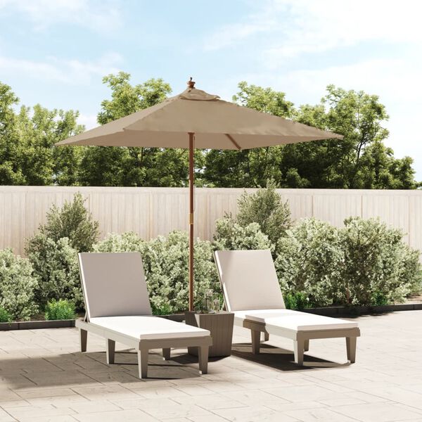 vidaXL Parasol de jardin avec m&acirc;t en bois taupe 198x198x231 cm