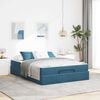vidaXL Cadre de lit avec matelas avec matelas 2 pcs Bleu Velours