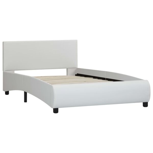 vidaXL Cadre de lit avec LED sans matelas blanc similicuir 90x200 cm