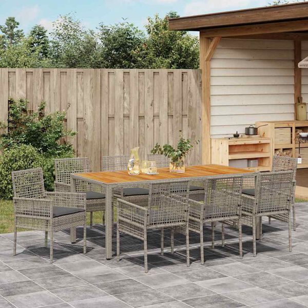 vidaXL Ensemble de salle &agrave; manger pour jardin 9 pcs Gris polyrotin