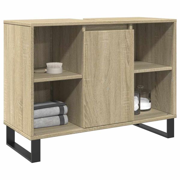 vidaXL Armoire salle de bain ch&ecirc;ne sonoma 80x33x60cm bois d'ing&eacute;nierie
