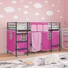 vidaXL Cadre de Lit Mezzanine pour Enfants avec Rideaux Noir et rose