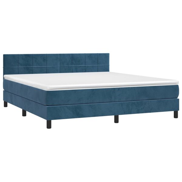 vidaXL Sommier &agrave; lattes de lit avec matelas LED Bleu fonc&eacute; 160x200 cm
