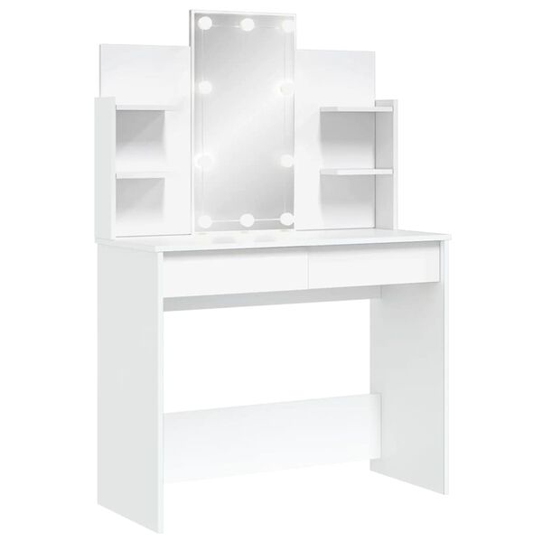 vidaXL Coiffeuse avec lumi&egrave;res LED blanc 96x40x142 cm