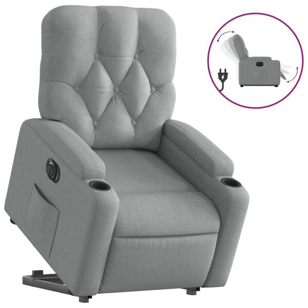 vidaXL Fauteuil inclinable &eacute;lectrique gris clair tissu
