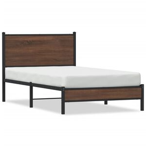 vidaXL Cadre de lit en m&eacute;tal sans matelas ch&ecirc;ne marron 107x203 cm