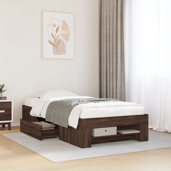 vidaXL Cadre de lit sans matelas ch&ecirc;ne marron 90x190cm bois ing&eacute;nierie